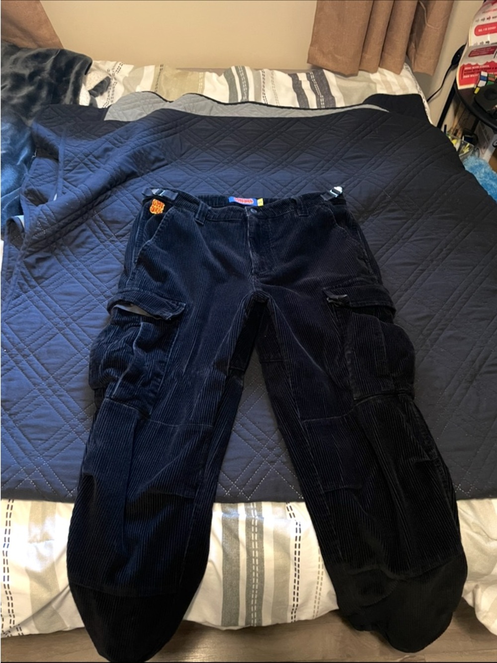 Empyre Men's Navy Corduroy Cargo Pants